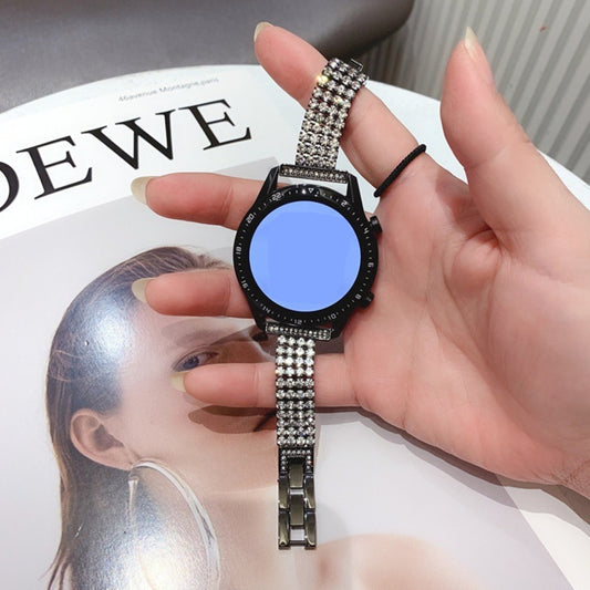 22mm Universal Four-Row Diamond Metal Watch Band(Black) by bashfashion