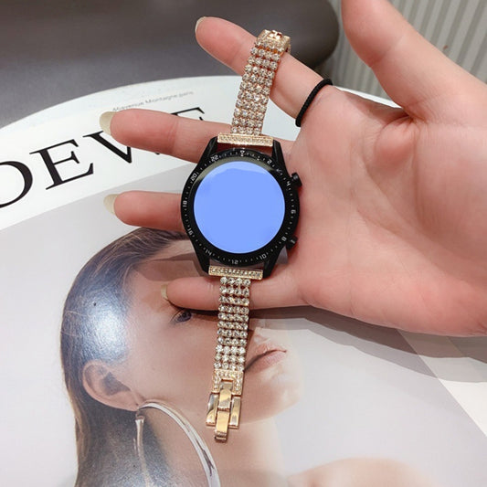 22mm Universal Four-Row Diamond Metal Watch Band(Rose Gold) by bashfashion