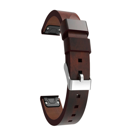 For Garmin Fenix 5 Quick Release Leather Watch Band(Brown) by bashfashion