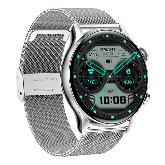 HK8Pro 1.36 inch AMOLED Screen Steel Strap Smart Watch, Support NFC Function / Blood Oxygen Monitoring(Silver) by bashfashion