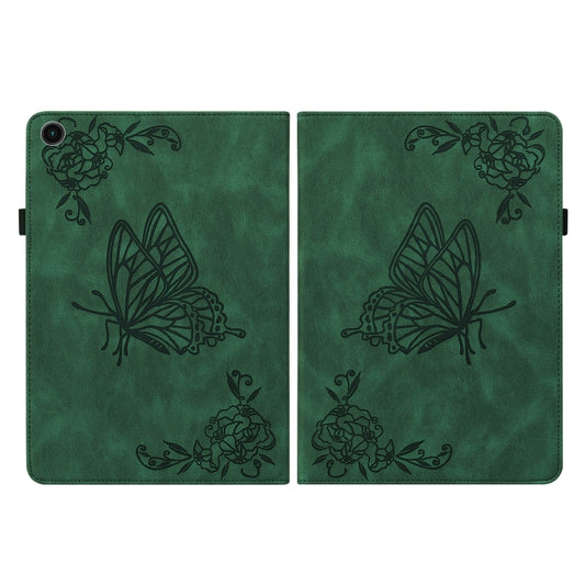 For Samsung Galaxy Tab A8 10.5 2021 Butterfly Flower Embossed Leather Tablet Case(Green) by bashfashion