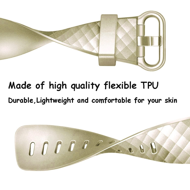 For FITBIT Charge 3 Official Pattern Metallic Watch Band(Champagne Gold) by bashfashion