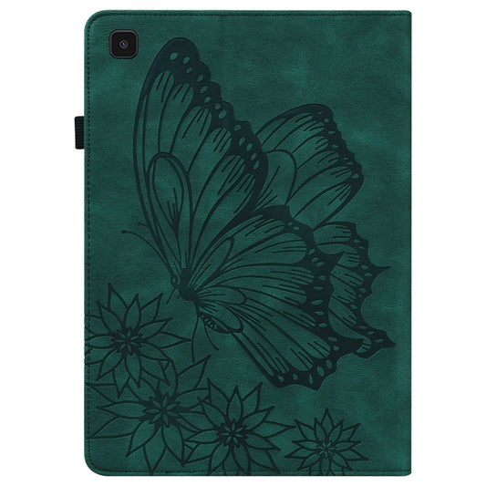 For Samsung Galaxy Tab S5e T720/T725 Big Butterfly Embossed Leather Tablet Case(Green) by bashfashion