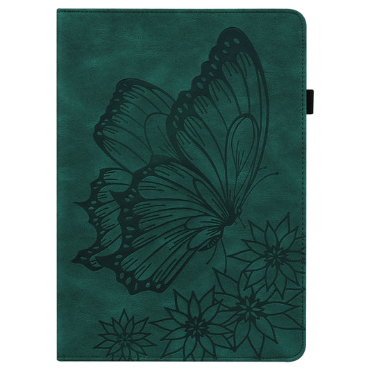 For Xiaomi Pad 5 Pro Big Butterfly Embossed Leather Tablet Case(Green) by bashfashion