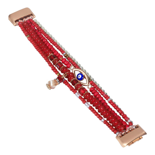 For Fitbit Charge 5 Eye Bead Chain Watch Band(Red) by bashfashion