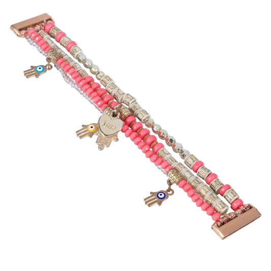 For Fitbit Versa 3 / Sense Palm Bead Chain Watch Band(Rose Red) by bashfashion