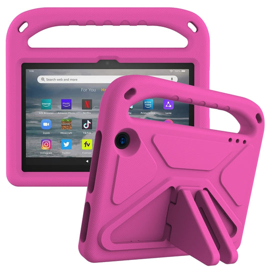 For Amazon Fire 7 2022 Handle EVA Shockproof Tablet Case with Triangle Holder(Rose Red) by bashfashion