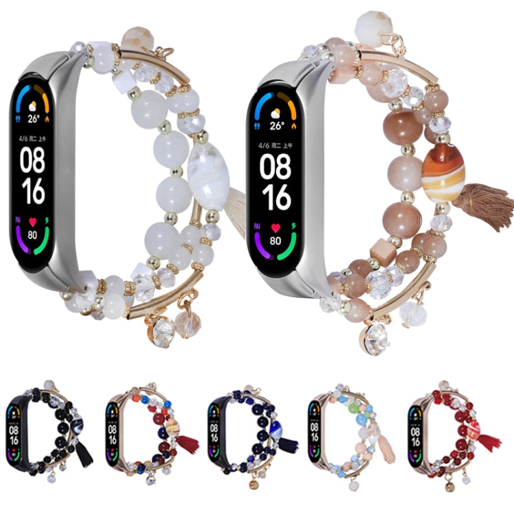 For Xiaomi Mi Band 6 / 5 Round Bead Chain Watch Band(Light Coffee) by bashfashion
