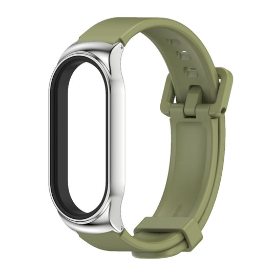 For Xiaomi Mi Band 7 / 7 NFC MIJOBS CS Metal Case + Silicone Watch Band(Army Green Silver) by MIJOBS