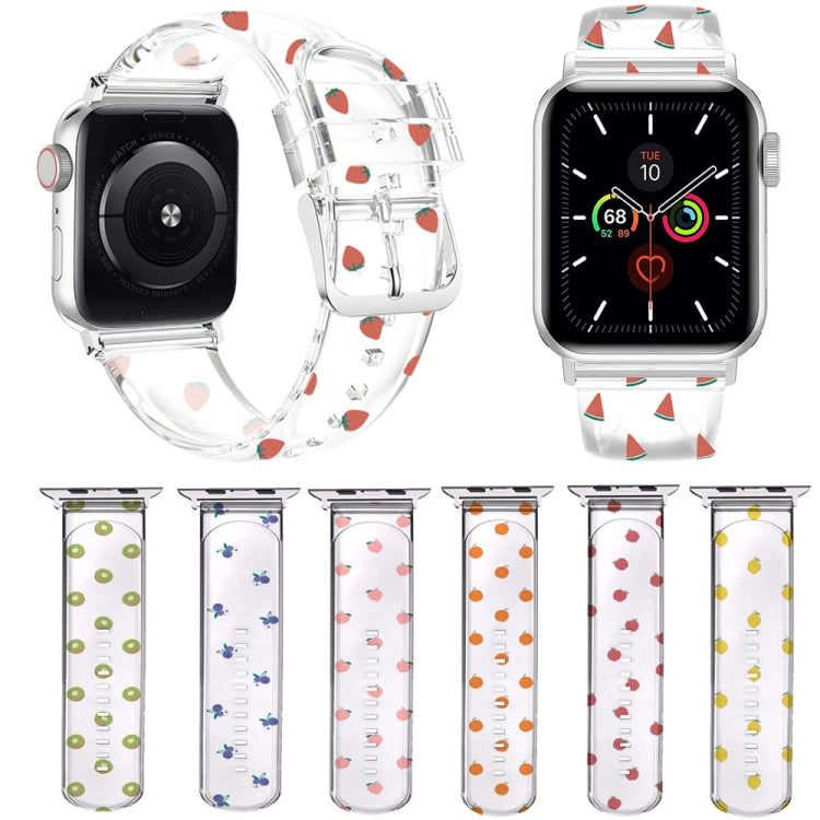 Square Buckle Transparent Watch Band For Apple Watch Series 9&8&7 41mm / SE 3&SE 2&6&SE&5&4 40mm / 3&2&1 38mm(Orange) by bashfashion