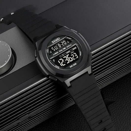 SKMEI 1821 Stainless Steel Buckle Silicone Strap Electronic Watch(Royal Blue) by SKMEI