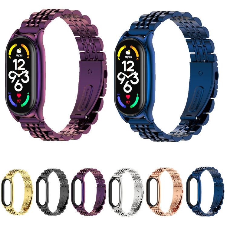 For Xiaomi Mi Band 7 / 7 NFC MIJOBS Plus Seven-bead Metal Stainless Steel Watch Band(Gold) by MIJOBS