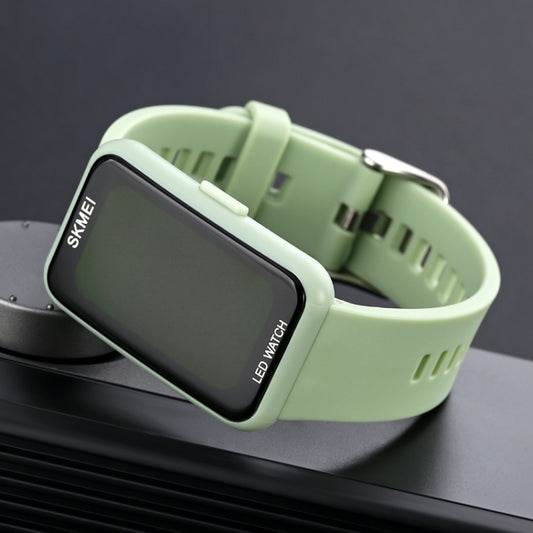 SKMEI 1873 PU Strap Waterproof LED Electronic Watch(Light Green) by SKMEI