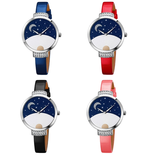 SKMEI 9279 Stainless Steel Buckle Genuine Leather Strap Waterproof Quartz Watch(Red) by SKMEI