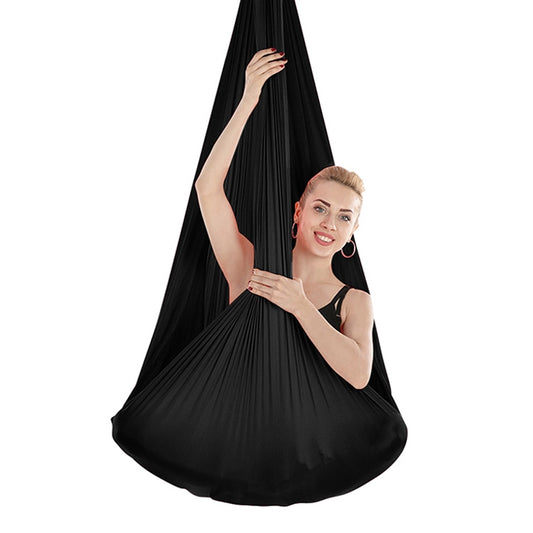 Indoor Anti-gravity Yoga Knot-free Aerial Yoga Hammock with Buckle / Extension Strap, Size: 400x280cm(Black) by bashfashion