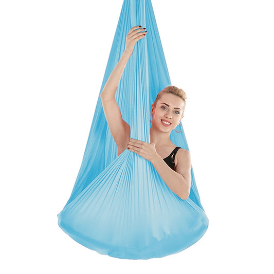 Indoor Anti-gravity Yoga Knot-free Aerial Yoga Hammock with Buckle / Extension Strap, Size: 400x280cm(Lake Blue) by bashfashion