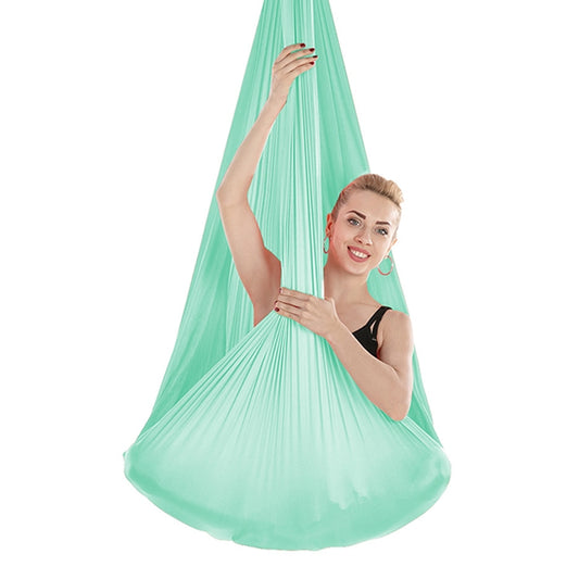 Indoor Anti-gravity Yoga Knot-free Aerial Yoga Hammock with Buckle / Extension Strap, Size: 400x280cm(Lake Green) by bashfashion