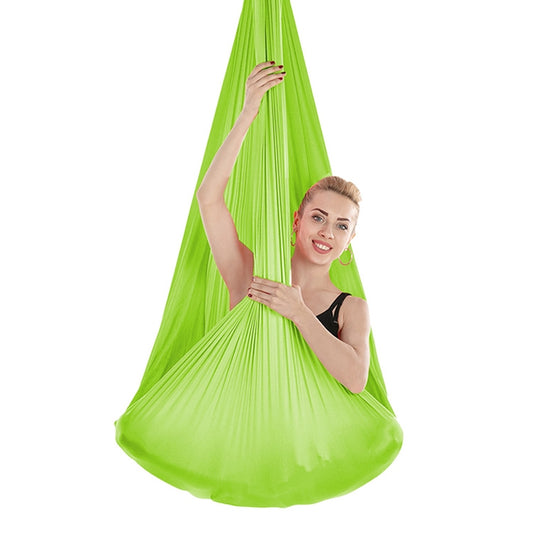 Indoor Anti-gravity Yoga Knot-free Aerial Yoga Hammock with Buckle / Extension Strap, Size: 400x280cm(Grass Green) by bashfashion