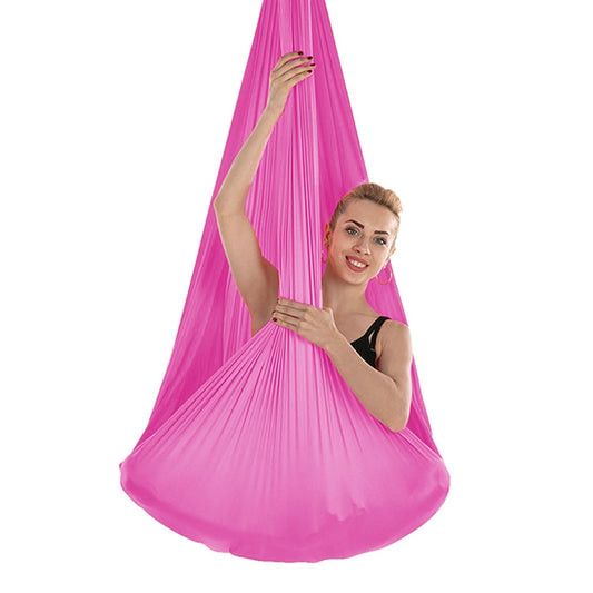 Indoor Anti-gravity Yoga Knot-free Aerial Yoga Hammock with Buckle / Extension Strap, Size: 400x280cm(Rose Red) by bashfashion