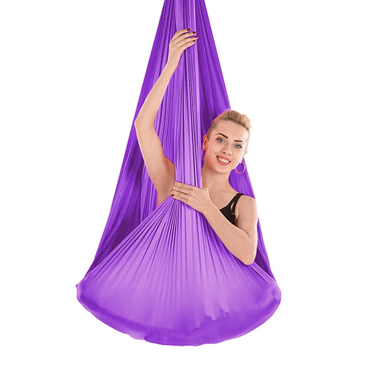 Indoor Anti-gravity Yoga Knot-free Aerial Yoga Hammock with Buckle / Extension Strap, Size: 400x280cm(Dark Purple) by bashfashion