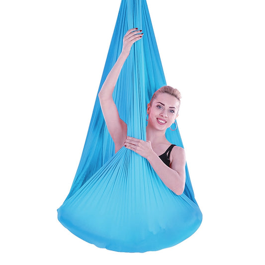 Indoor Anti-gravity Yoga Knot-free Aerial Yoga Hammock with Buckle / Extension Strap, Size: 400x280cm(Sky Blue) by bashfashion