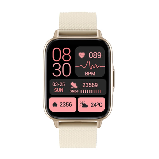 FW02 1.7 Inch Square Screen Silicone Strap Smart Health Watch Supports Heart Rate, Blood Oxygen Monitoring(Gold) by bashfashion