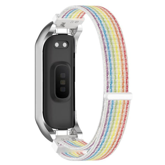 For Samsung Galaxy Fit 2 SM-R220 Nylon Loop Watch Band(Colorful + Silver Frame) by bashfashion