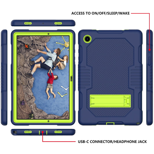 For Samsung Galaxy Tab A8 10.5 2021 X200 Contrast Color Robot Shockproof Silicone + PC Tablet Case(Navy Blue Yellow Green) by bashfashion