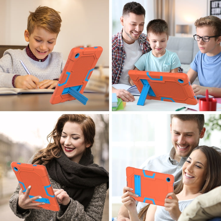 For Samsung Galaxy Tab A8 10.5 2021 X200 Contrast Color Robot Silicone + PC Tablet Case(Orange Blue) by bashfashion