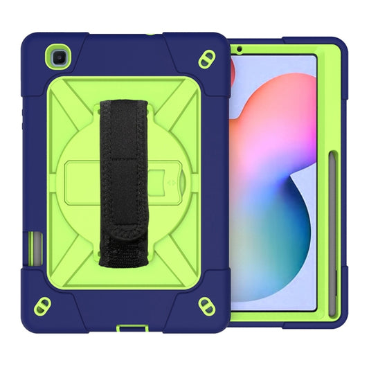 For Samsung Galaxy Tab S6 Lite P610 Contrast Color Robot Silicone + PC Tablet Case(Navy Blue Yellow Green) by bashfashion