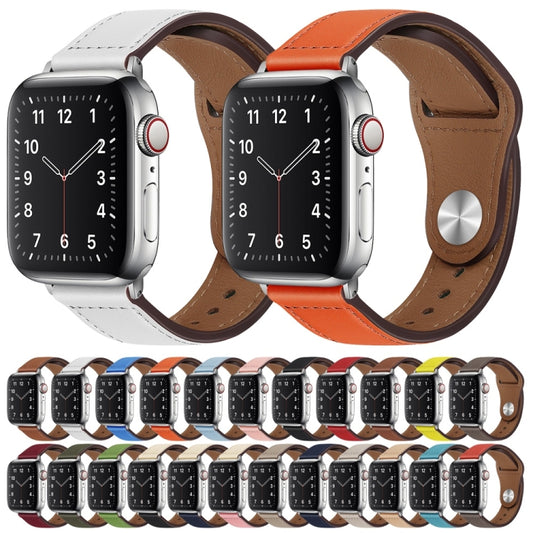 PU Leather Silver Buckle Watch Band For Apple Watch Ultra 49mm&Watch Ultra 2 49mm / Series 9&8&7 45mm / SE 3&SE 2&6&SE&5&4 44mm / 3&2&1 42mm(Red Brown) by bashfashion