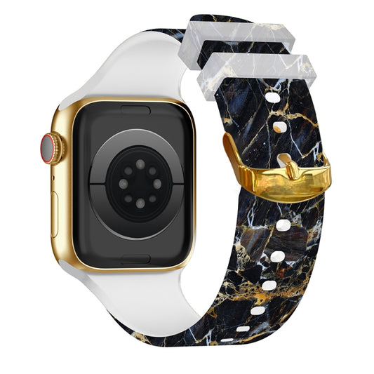 Square Buckle Color Printing Watch Band For Apple Watch Ultra 49mm&Watch Ultra 2 49mm / Series 9&8&7 45mm / SE 3&SE 2&6&SE&5&4 44mm / 3&2&1 42mm(Marble 3) by bashfashion