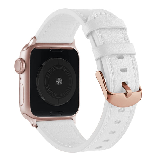 Universal Genuine Leather Watch Band For Apple Watch Series 8&7 41mm / SE 2&6&SE&5&4 40mm / 3&2&1 38mm(White) by bashfashion