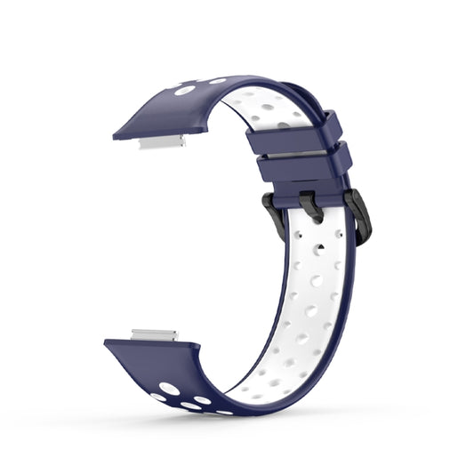 For Huawei Watch Fit 2 Two-color Silicone Watch Band(Original Blue+White) by bashfashion