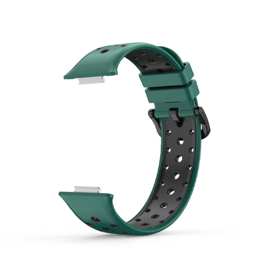 For Huawei Watch Fit 2 Two-color Silicone Watch Band(Dark Green) by bashfashion