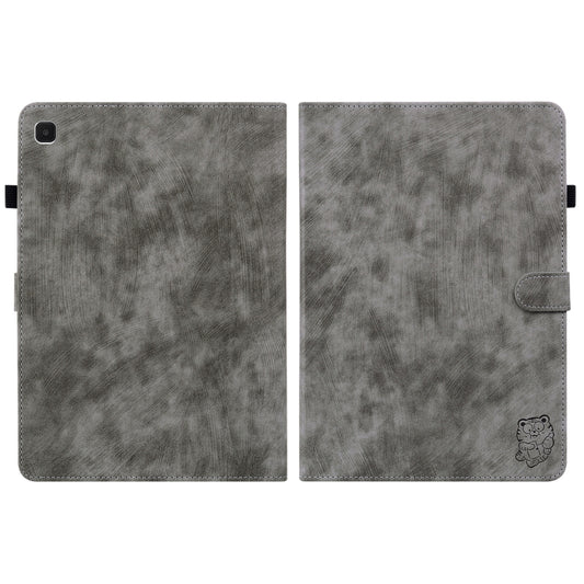 For Samsung Galaxy Tab A7 Lite Tiger Pattern Flip Leather Tablet Case(Grey) by bashfashion