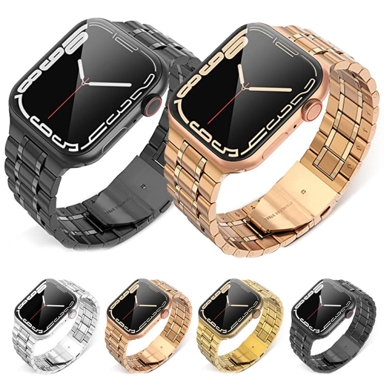 5-bead Stainless Steel Watch Band For Apple Watch Series 9&8&7 41mm / SE 3&SE 2&6&SE&5&4 40mm / 3&2&1 38mm(Black) by bashfashion