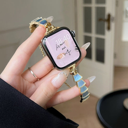 Metal Shell Watch Band For Apple Watch Series 9&8&7 41mm / SE 3&SE 2&6&SE&5&4 40mm / 3&2&1 38mm(Black Pink) by bashfashion