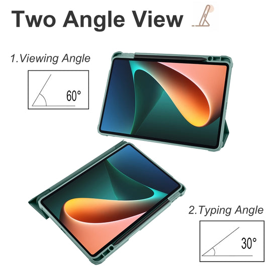 For Xiaomi Pad 5 Acrylic 3-folding Smart Leather Tablet Case(Dark Green) by bashfashion