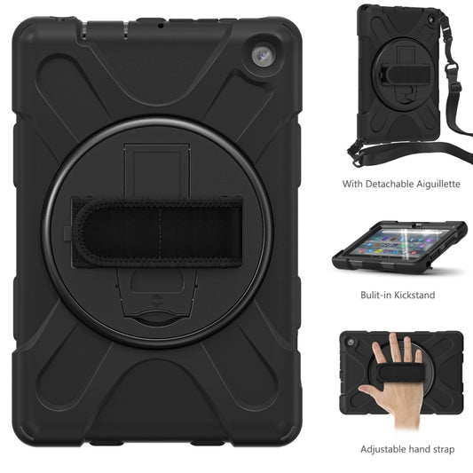 For Amazon Kindle Fire 7 2022 Hard PC Soft Silicone Full Body Tablet Case(Black) by bashfashion