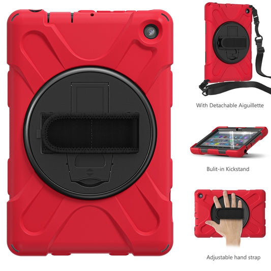 For Amazon Kindle Fire 7 2022 Hard PC Soft Silicone Full Body Tablet Case(Red) by bashfashion