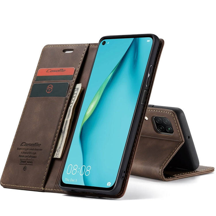 For Huawei P40 Lite CaseMe-013 Multifunctional Horizontal Flip Leather Case with Card Slot & Holder & Wallet(Coffee) by CaseMe