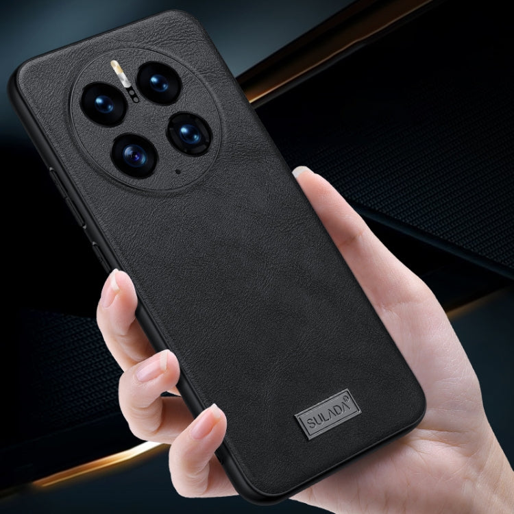 For Huawei Mate 50 SULADA Shockproof TPU + Handmade Leather Protective Phone Case(Brown) by SULADA