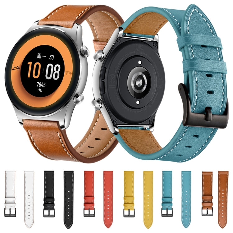 For Honor Watch GS 3 22mm Cowhide Leather Sewing Thread Watch Band(White) by bashfashion