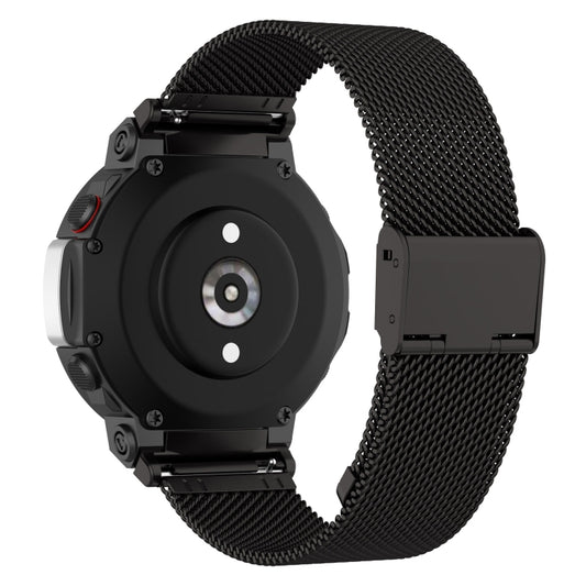 For Huami Amazfit T-Rex 2 Snap-fit Stainless Steel Mesh Watch Band(Black) by bashfashion