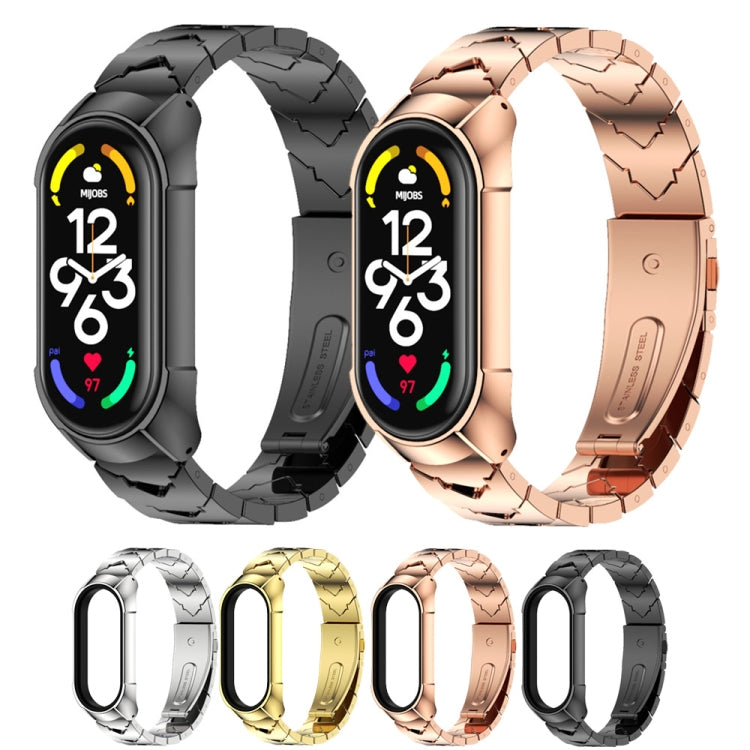 For Xiaomi Mi Band 7 / 7 NFC MIJOBS Stainless Steel Watch Band, Style:TF2 V Type(Rose Gold) by MIJOBS