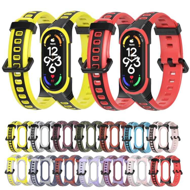 For Xiaomi Mi Band 5 / 6 / 7 MIJOBS Unibody Two-color Silicone Watch Band(Purple Grey) by MIJOBS