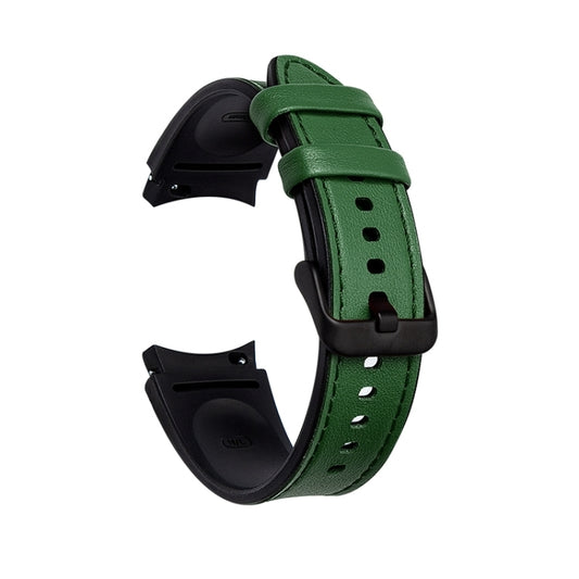 For Samsung Galaxy Watch5 Pro 45mm/5 44mm/5 40mm Silicone + Leather Black Buckle Watch Band(Green) by bashfashion