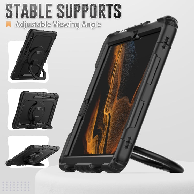 For Samsung Galaxy Tab S8+ / S7+ Bracelet Holder Silicone + PC Tablet Case(Black) by bashfashion