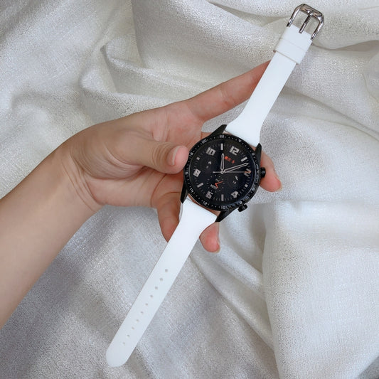 20mm Universal T-buckle Silicone Watch Band(White) by bashfashion